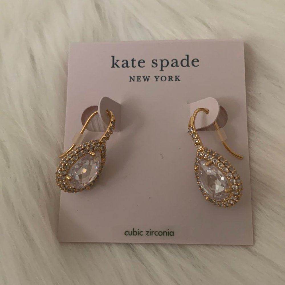 KATE SPADE Pave Halo Drop Earrings in Gold